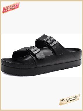 Platform Sandals with Arch Support Adjustable Buckle Lightweight Summer Slides